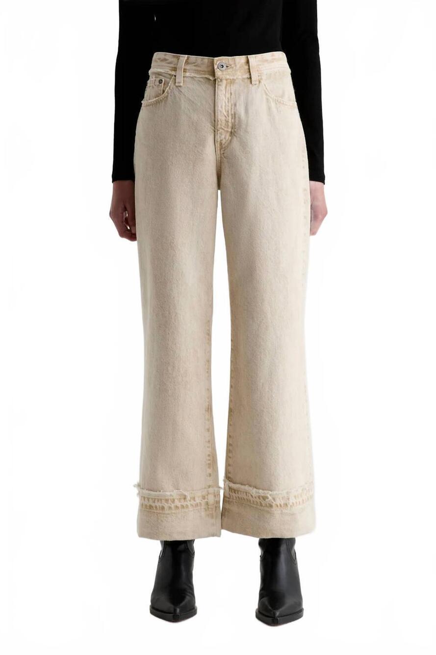NEW AG JEANS saige wide leg crop jeans in sulfur melange camel